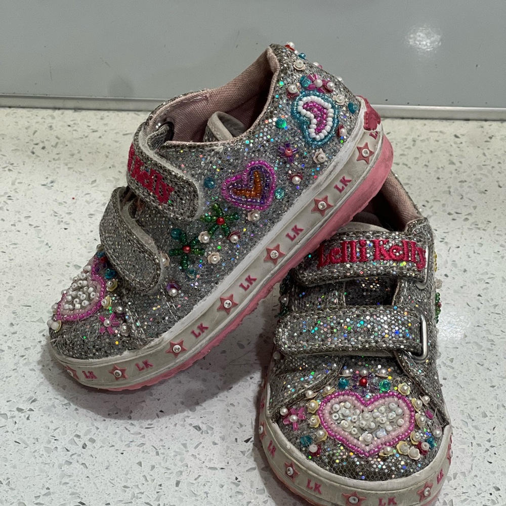 Lelli Kelly Kids Sparkling Heart Sneakers - Pink and Silver